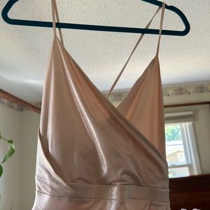 Beautiful ASOS blush metallic dress with high slit